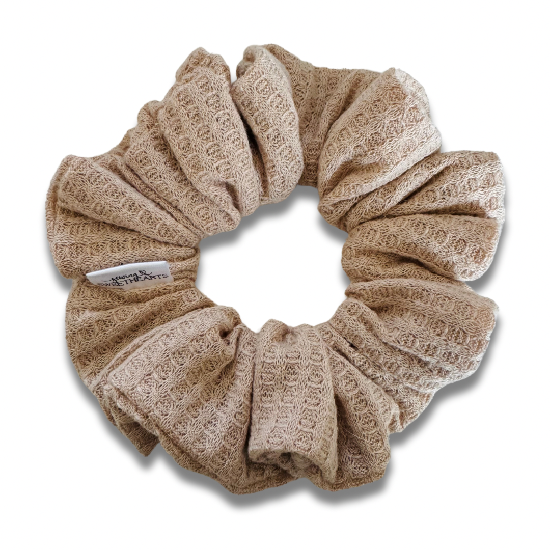 Beige Waffle Knit Scrunchie  Sewing Sweethearts   