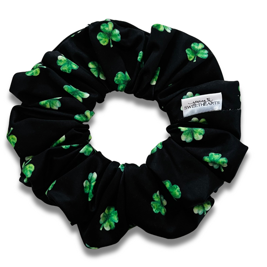 Shamrocks on Black Scrunchie  Sewing Sweethearts   