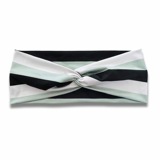 Sage Stripes Sweetheart Headband (or removable tie option) Sewing Sweethearts Sweetheart