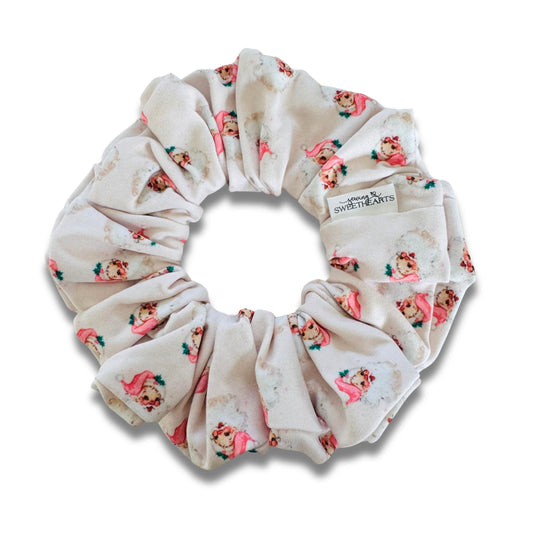 Pink Vintage Santas Scrunchie  Sewing Sweethearts   