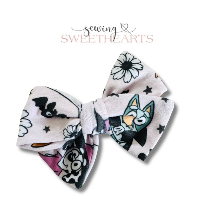 Spooky Blue Dog Bow  Sewing Sweethearts   