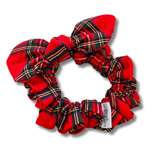 Red Plaid Bow Scrunchie  Sewing Sweethearts   