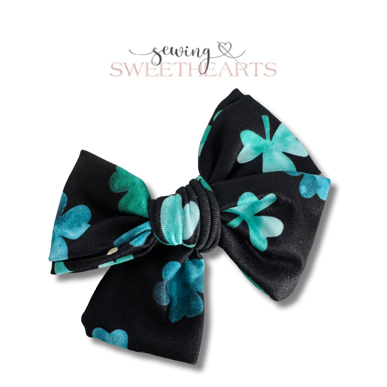 Clovers on Black Bow Sewing Sweethearts