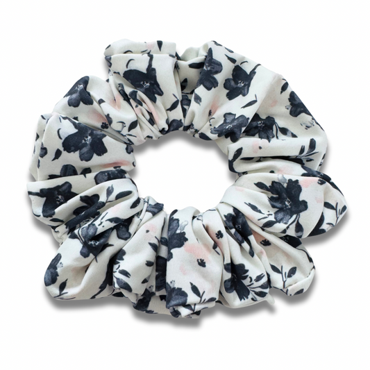 Pretty Black Flowers Scrunchie Sewing Sweethearts