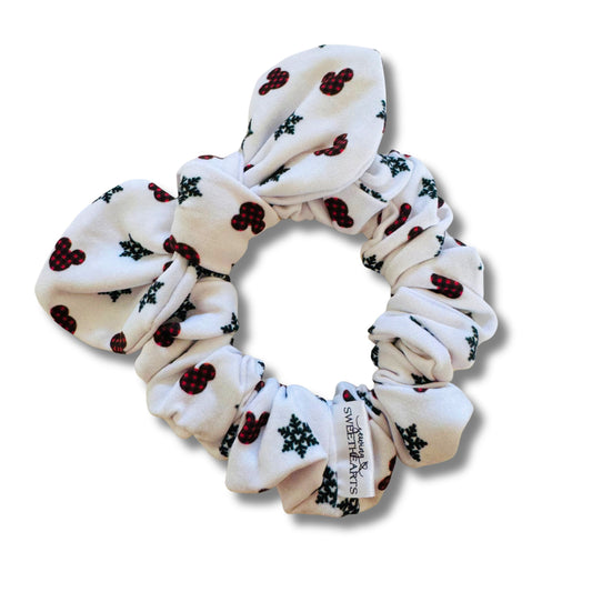 Mouse Snowflakes Bow Scrunchie  Sewing Sweethearts   