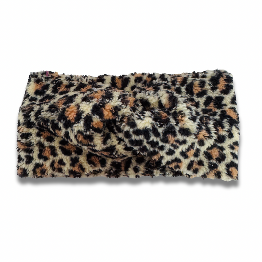 Leopard Sherpa Headband Sewing Sweethearts