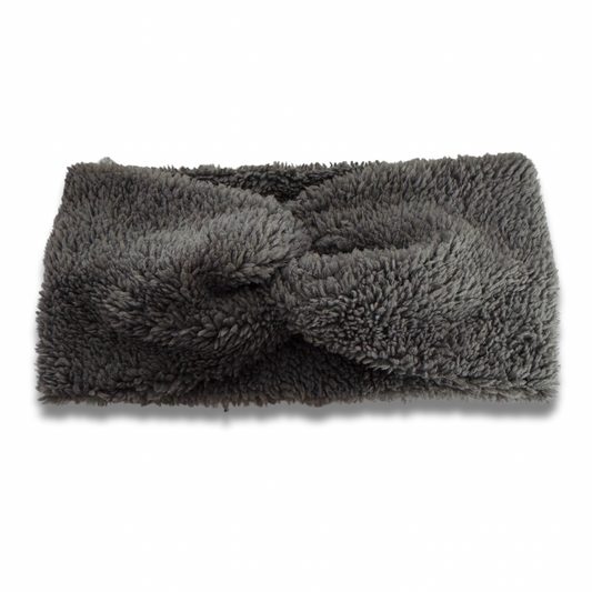 Dark Grey Sherpa Headband Sewing Sweethearts