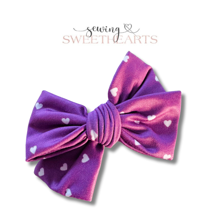 Purple Hearts Bow Sewing Sweethearts