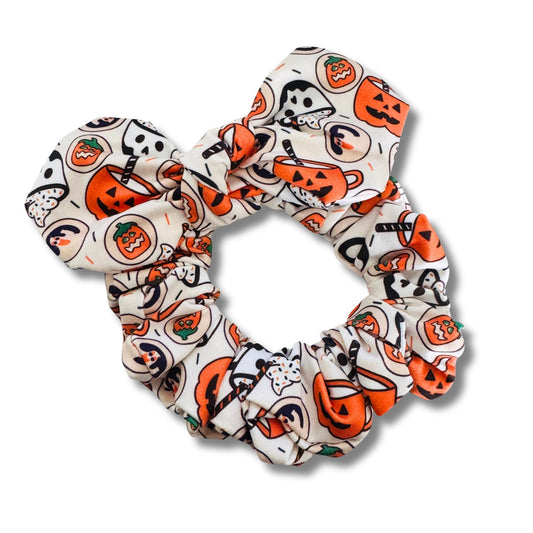 Halloween Drinks & Cookies Bow Scrunchie  Sewing Sweethearts   