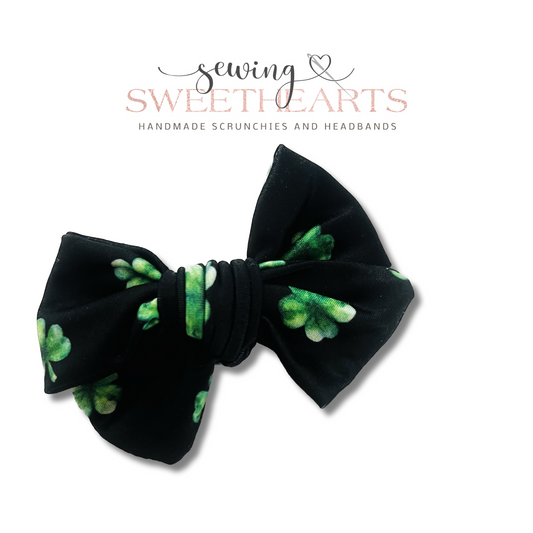 Shamrocks on Black Bow  Sewing Sweethearts   