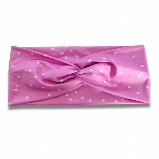 Pink Hearts Sweetheart Headband (or removable tie option) Sewing Sweethearts Sweetheart