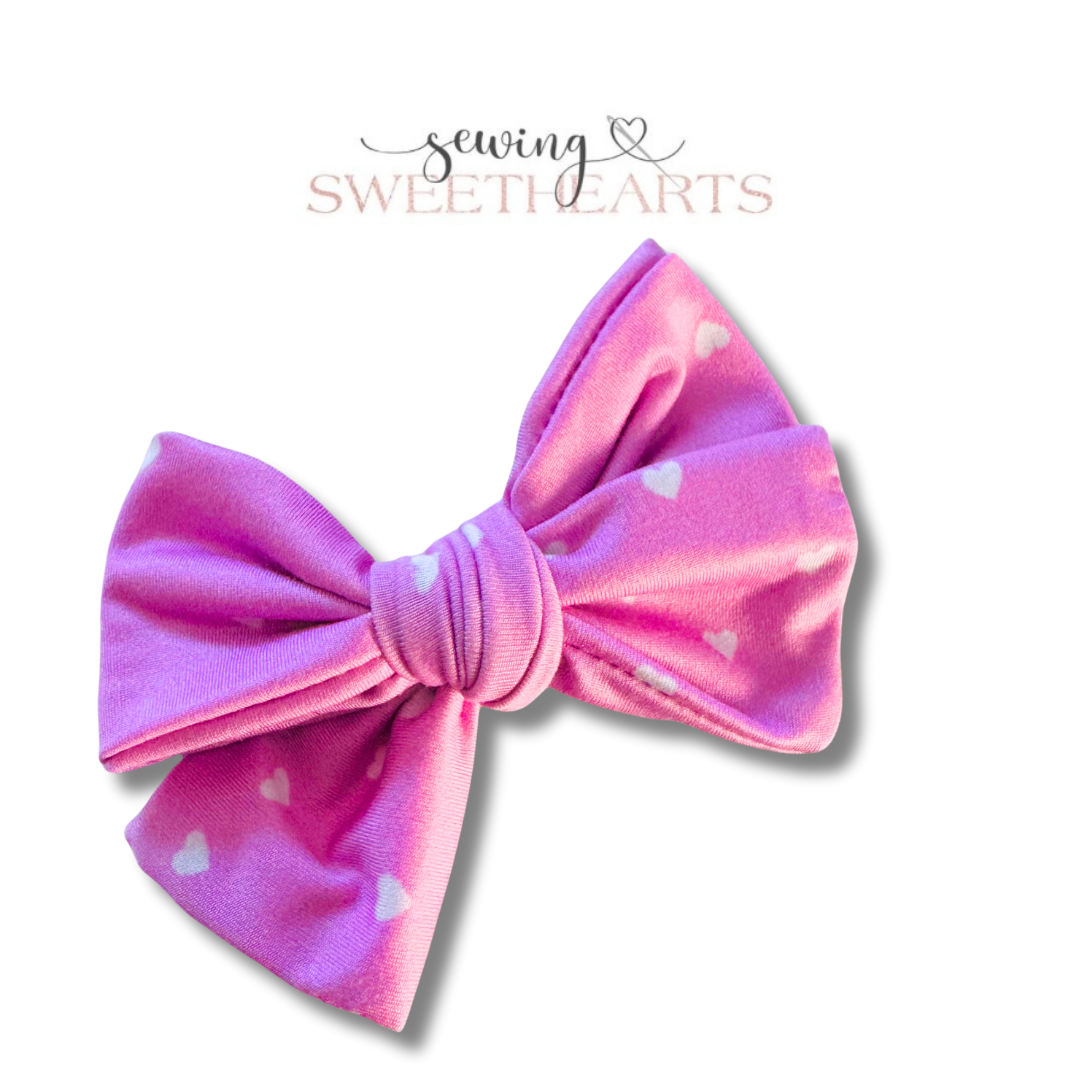 Pink Hearts Bow Sewing Sweethearts