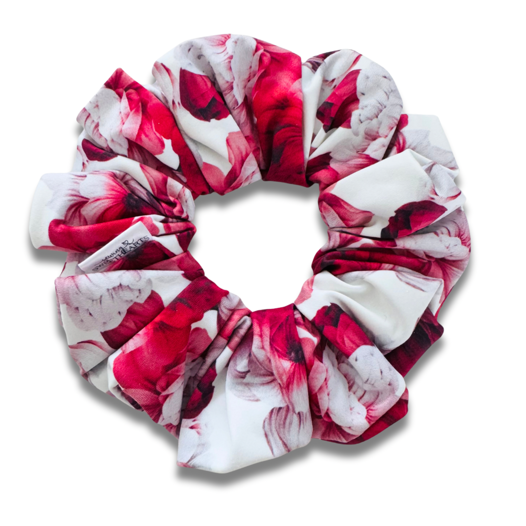 Red Peony Scrunchie Sewing Sweethearts