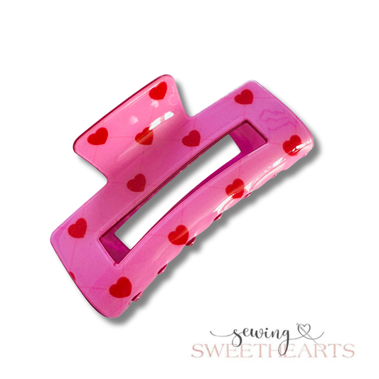 Pink Hearts Claw Clip Sewing Sweethearts