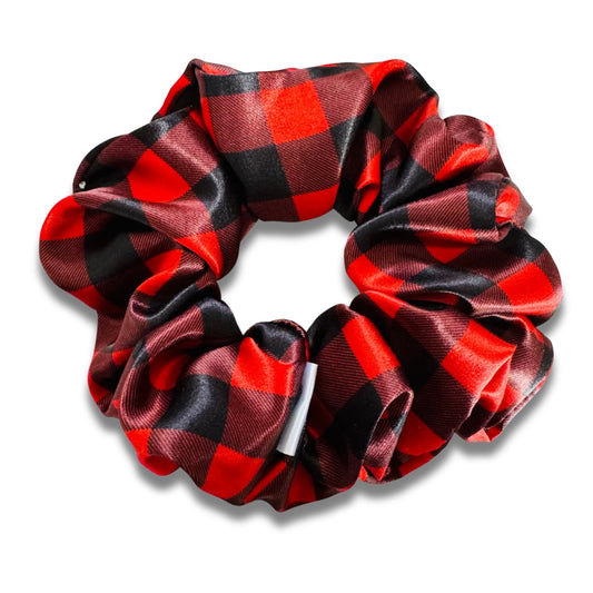 Buffalo Red Plaid Satin Scrunchie  Sewing Sweethearts   