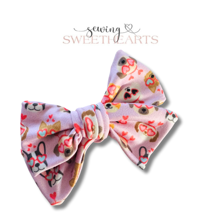 Valentine Pups Bow Sewing Sweethearts