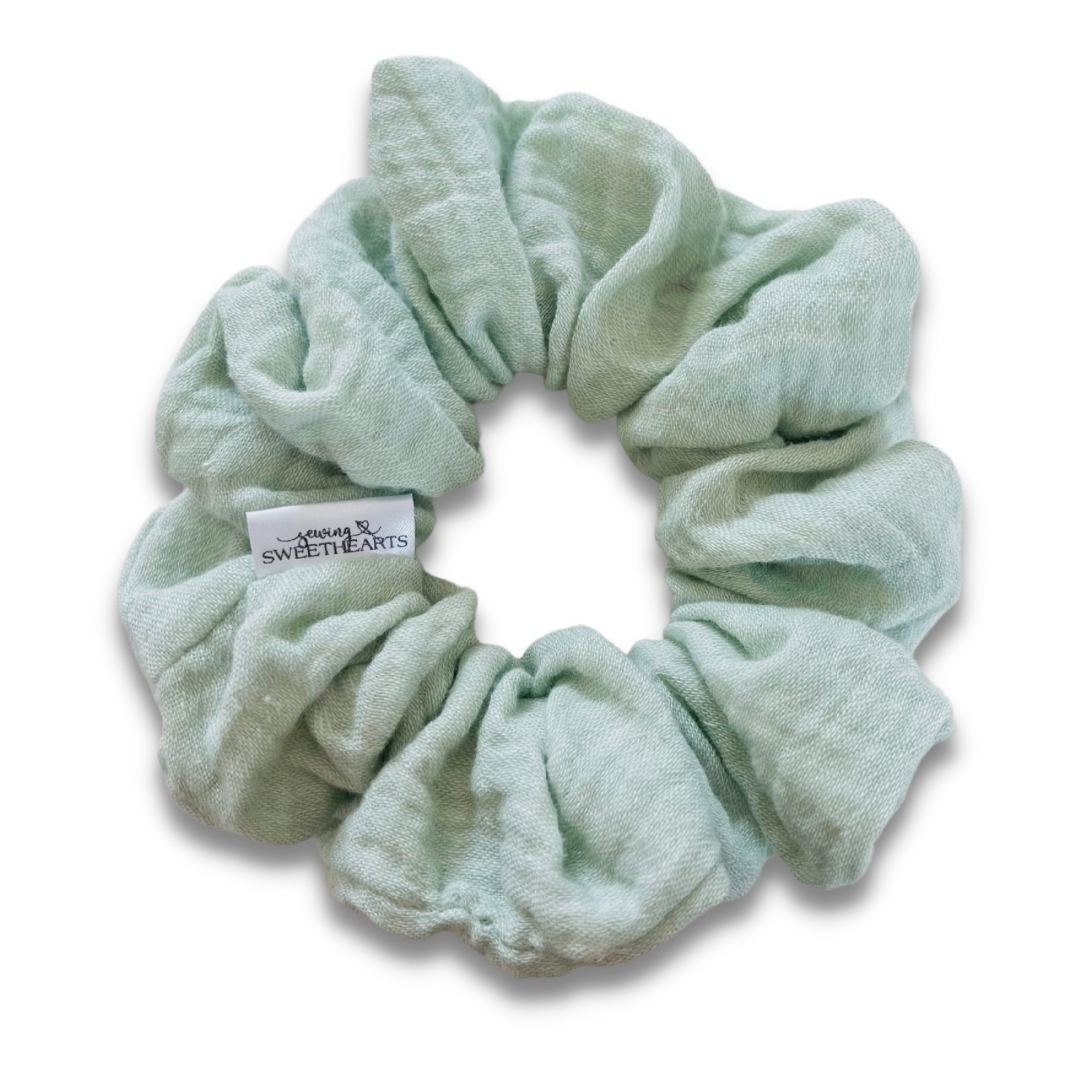 Dusty Sage Muslin Scrunchie  Sewing Sweethearts   