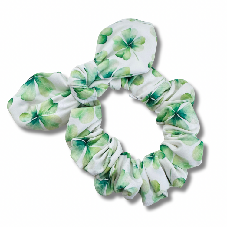 Lucky Clovers Bow Scrunchie Sewing Sweethearts