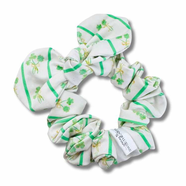 Shamrock Stripe Bow Scrunchie Sewing Sweethearts