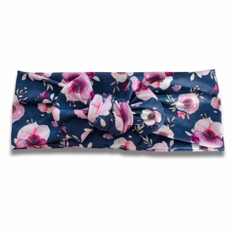 Purple Navy Floral Sweetie Headband Sewing Sweethearts