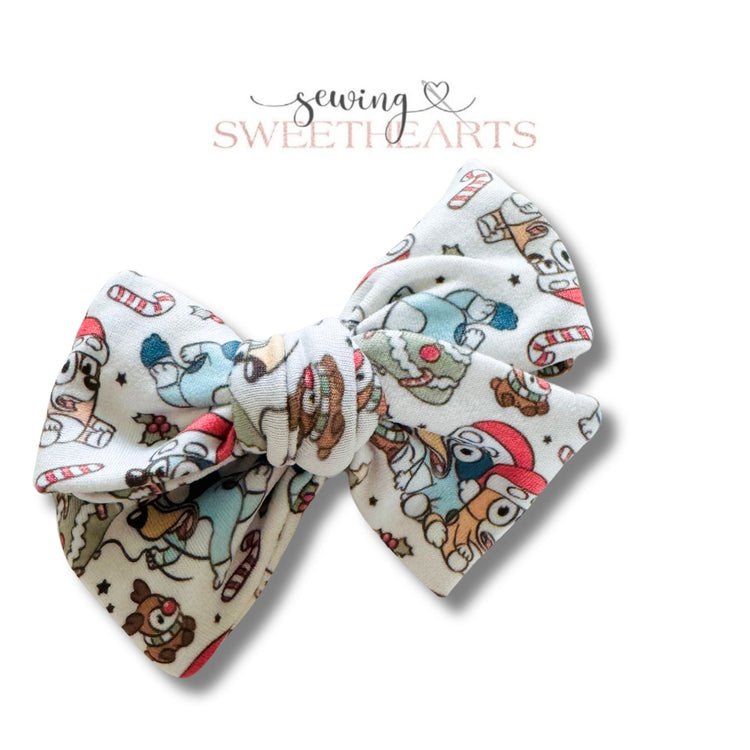 Blue Dog Christmas Bow  Sewing Sweethearts   