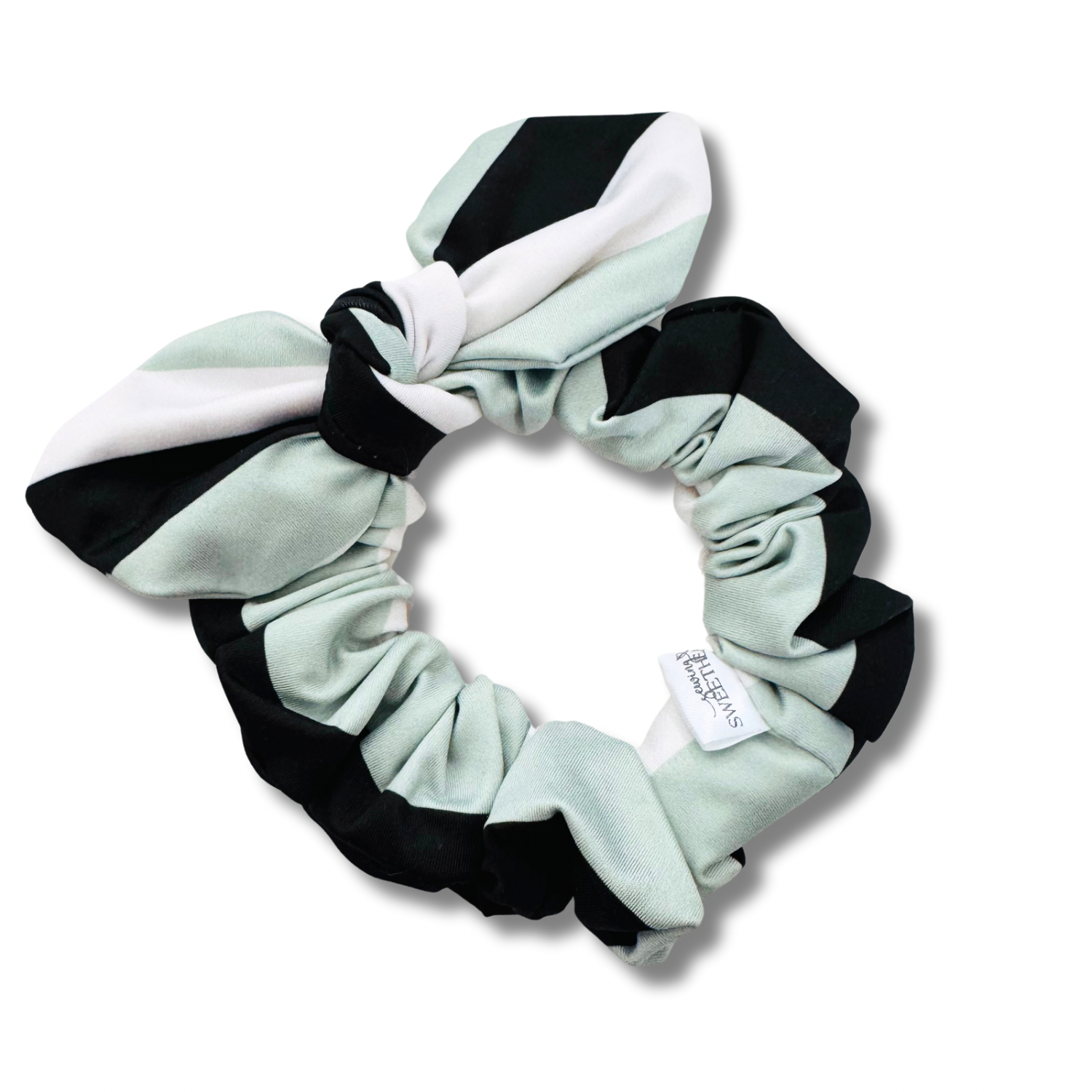 Sage Stripes Bow Scrunchie Sewing Sweethearts