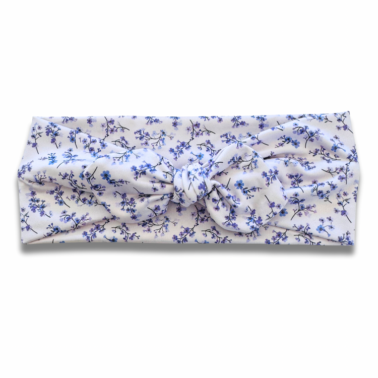 Mini Purple Flowers Sweetheart Headband (or removable tie option) Sewing Sweethearts Sweetheart with Removable Tie