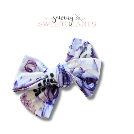 Purple Roses Bow  Sewing Sweethearts   