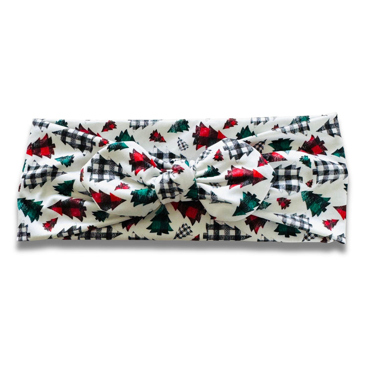 Buffalo Plaid Trees Sweetheart Headband (or removable tie option)  Sewing Sweethearts Sweetheart with removable tie  