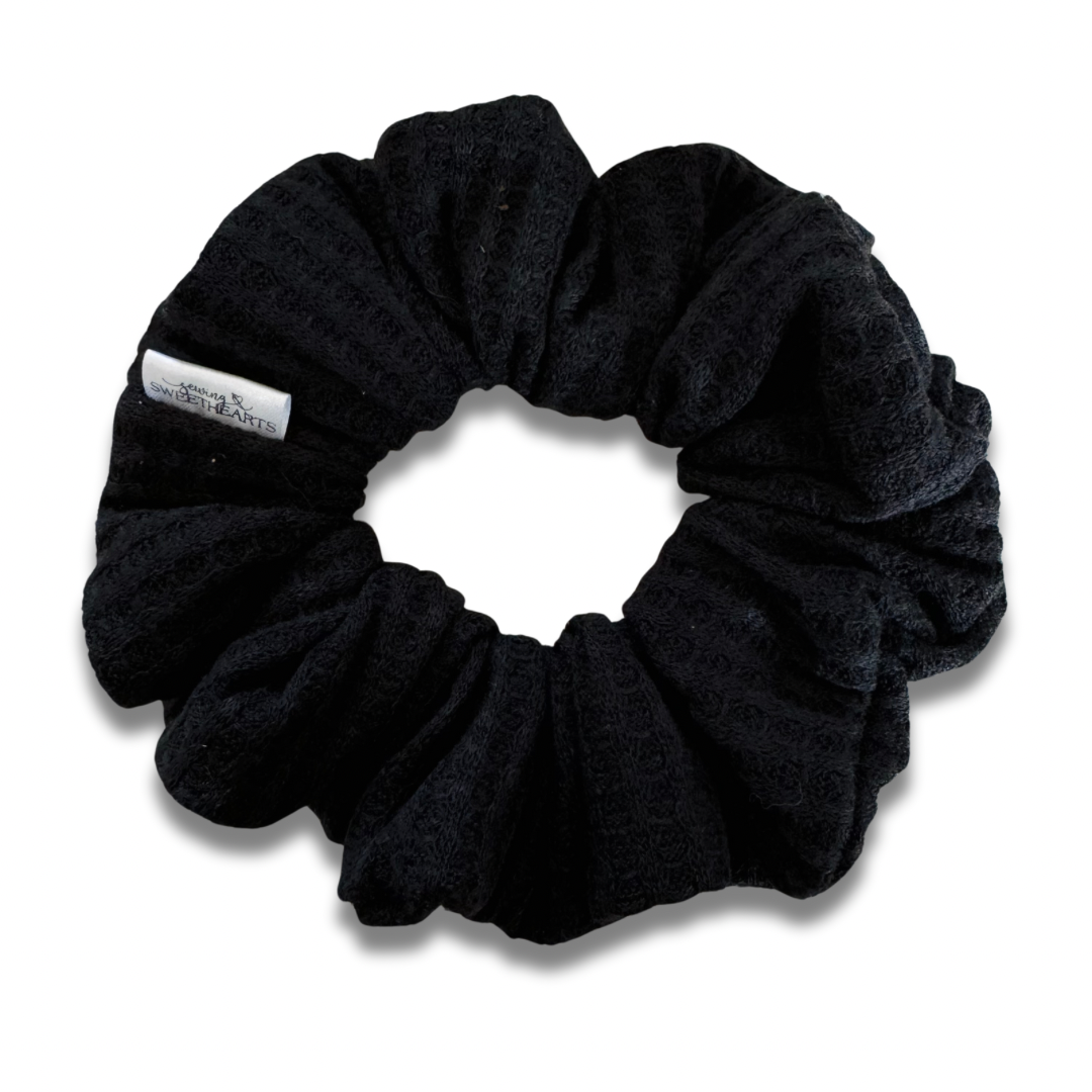 Black Waffle Knit Scrunchie  Sewing Sweethearts   