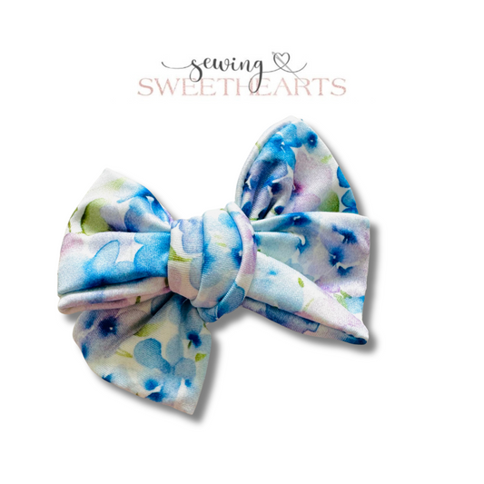 Blue Pansies Bow  Sewing Sweethearts   