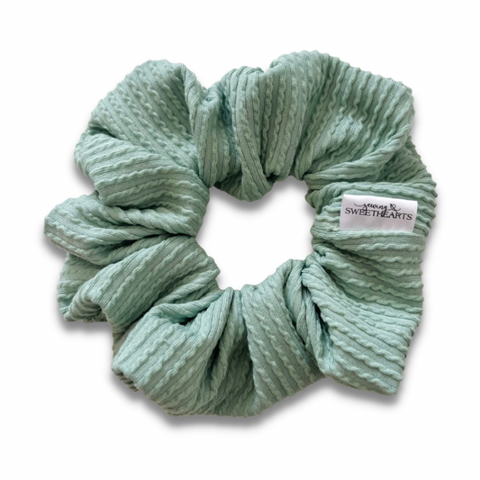 Light Sage Wavy Ribbed Scrunchie  Sewing Sweethearts   