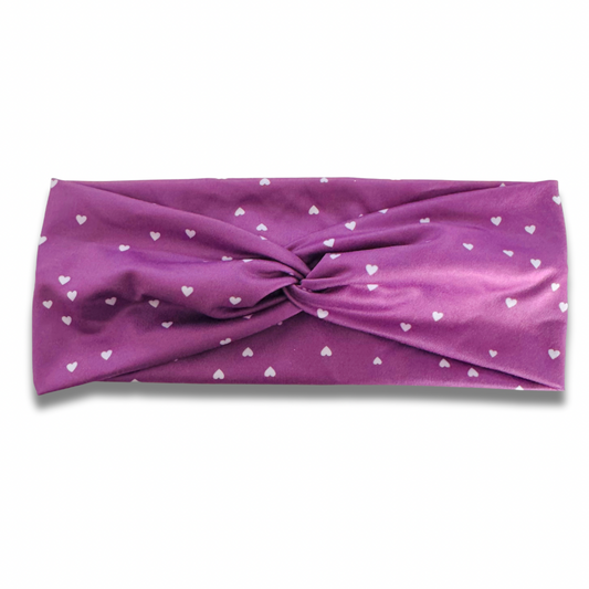 Purple Hearts Sweetheart Headband (or removable tie option) Sewing Sweethearts Sweetheart