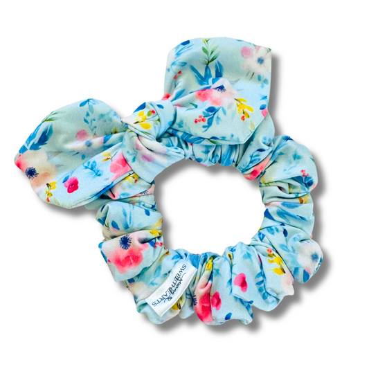 Baby Blue Fields Bow Scrunchie  Sewing Sweethearts   